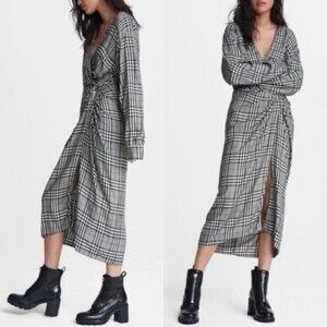 Rag &‎ Bone Amber Plaid Front Twist Dress Size 00